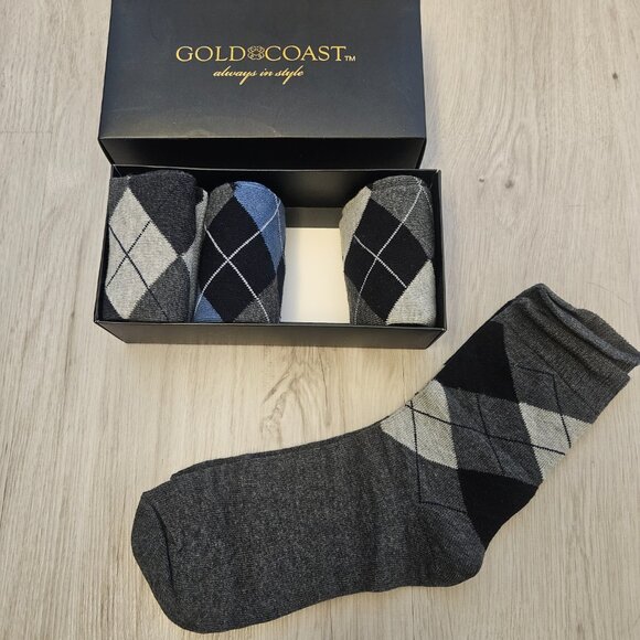 Gold Coast Men's Cotton Blend Crew Dress Socks, 4 Pk NWT - Picture 2 of 3